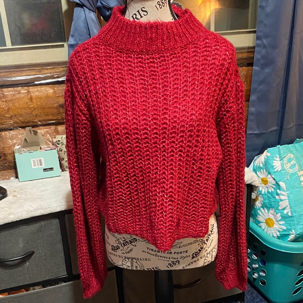Saltwater Luxe Cozy Red Women's crop Sweater